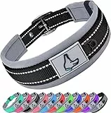 Joytale Halsband Hund, Weich Hundehalsband Gepolstert Neopren Hunde Halsband für Kleine Hunde, Nylon Reflektierend Breit Halsbänder, Schwarz