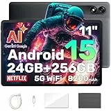 Blackview Tablet 11 Zoll Android 15 Gemini AI, 24GB RAM + 256GB ROM (2TB TF)/8200 mAh Akku/1920 * 1200 FHD IPS Widevide L1/PC Mode/Face ID/Octa-Core Gaming Tablet mit Hülle