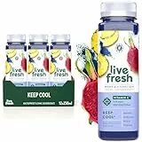LiveFresh Vitamin C Saft – Keep Cool – 12x250ml – Mit Spirulinapulver – Vegane Fruchtsäfte ohne Zuckerzusatz