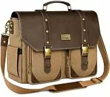 MATEIN Vintage Aktentasche Herren mit USB-Ladeanschluss, Messenger Bag Leder mit RFID-Schutzfach, Canvas Arbeitstache Herren Laptoptasche 15.6 Zoll, Lehrertasche für Business, Arbeit, Schule, Braun