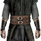 HiiFeuer Wikinger breiter Gürtel, mittelalterlicher Kunstleder Rüstungsgürtel Ritter Korsett Gürtel, LARP Halloween Kostüm (Braun C)
