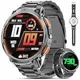 Haulvean Militärische Smartwatch für Männer mit Bluetooth Anrufen, 1,85' HD Display, 730 mAh Akku, IP68. Fitness Tracker mit LED Taschenlampe,24/7 Herzfrequenz, Schlafmonitoring,Mit Android und iOS