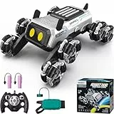 SIMREX Roboter Hund RC Stunt Auto Spielzeug - Interaktive Fernbedienung Auto mit Gestentensteuerung & Mecanum Räder, LED-Augen, Geburtstagsgeschenk für Kinder Jungen Mädchen Alter 6+