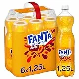 Fanta Zero Mango Limonade – zuckerfreies, kalorienfreies Erfrischungsgetränk mit exotischem Mango-Geschmack – 6x 1,25L Einweg PET Flaschen – Vorratspack