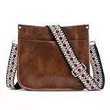ZOUIQSS Dame Crossbody Taschen Leder Umhängetasche Frauen Hobo Handtasche mit Reißverschluss Schultertasche mit verstellbarem Riemen(Dunkelbraun (5CM) Farbe56)
