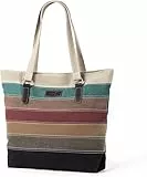 Shengxi Multi-color Striped Umhängetasche Damen Große Kapazität Schultertasche Vintage Henkeltaschen Große Kapazität Tote Beutel für Schule Arbeit Reise Shopper