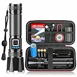 Taschenlampe LED Aufladbar 1000000 Lumens, XHP70.2 Extrem Hell Hohe Helligkeit Zoombar Taschenlampen Starke mit 5 Lichtmodi, IP67 Wasserdichte Flashlight Torch für Camping, Wandern, Outdoor, Notfäll