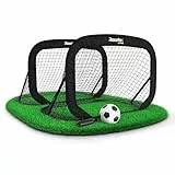 Racetex Fussballtore für Garten Kinder – 2er Set mit verstärkten Glasfaserstangen – Fußballtor Kindern inkl. Ball, Pumpe, Erdanker und Tasche zum Transportieren – Tore Fußball Kinder (Schwarz)