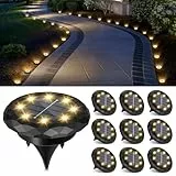 Solpex 10 Stück Solarlampen für Außen Garten, 8 LED Solar Bodenleuchten Aussen, IP65 Wasserdicht Gartenbeleuchtung, Terrassenbeleuchtung für Weg, Einfahrt, Pool, Garten, Hof (Warmweiß)