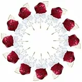 Soarlor Elegante Hochzeits-Brautpaar-Blumen-Corsage für Business, Partys und Feiertage, ideale Wahl für Geschenke, Weinrot, 12 Stück