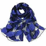 PRETYZOOM Organza Schal Lange Schal Wrap Strand Sommer Accessoires Blätter Muster für Frauen Blau