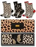 soxo Leopard Socken Damen Tiermuster Geschenke Für Frauen Bunte Damensocken Animalprint 35-40 Braun 3 Paar