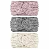 Huiguli 3 Stück Stirnband Damen Winter, Stirnband Kinder Mädchen, Herbst und Winter Einfach und Vielseitig Stirnbänder Strick Haarband Ohrenwärmer Elastische
