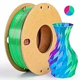 dikale Silk Tricolor PLA+ 1.75mm, 3D Drucker Filament PLA Pro Plus 250g Spule, Rosenrot & Himmelblau & Grün