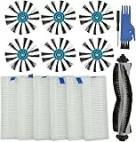 YUETTYY 13-teiliges Ersatz-Hauptrollenbürsten-HEPA-Filter-Set für Bissell 3115 EV675 Roboter-Staubsauger, Ersatz-Set, 6 Filter + 6 Seitenbürsten + 1 Hauptbürste