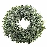 HUAESIN 47cm Künstliche Türkranz Buchsbaum Kranz Ganzjährig Dekokranz Sommer Wandkranz für Tür Kamin Fenster Drinnen Outdoor Wand Kamin Hochzeit Dekoration