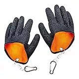 Jiakalamo 1 Paar Angelhandschuhe, Wasserdicht Hecht Handschuhe für Den Sicheren Umgang mit Hecht, Wels, Zander, Austern, Krabbe, Fisch Fang Handschuhe, mit Magnetverschluss