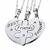 OIDEA Freundschaftskette Personalisiert Halskette, BFF Best Freinds Forever Edelstahl Kette mit Gravur Name Datum für 2/3/4/5 Paare Pärchen Geschenk für Jahrestag Geburtstag, Gold/Schwarz/Silber