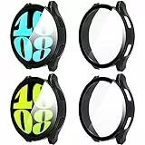 KSKSPE 4 Stück Hülle für Samsung Galaxy Watch 6 44mm Hartglas Schutzhülle,Hard PC Ultradünne Glas Schutz Case Rundum Displayschutz für Samsung Galaxy Watch 6 44mm Schutzhülle