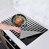 KitchenRaku Induktionsmatte 52x78cm,Induktionsschutzmatte, Herdabdeckplatte, Herdabdeckung Induktionsfeld, Induktionsmatte, Herdplatten Abdeckungen,Kochfeld Abdeckung, Schwarz-weiß