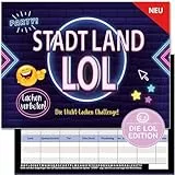 KARTENVERSAND24 Stadt Land LOL Spiel Nicht lachen Spiele Fluss Challenge wer lacht verliert Geschenk Partyspiel Mädchen Jungen Teenager Erwachsene Kinder ab Jahren Edition Block (Klassische Ausgabe)