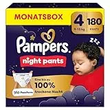 Pampers Night Pants Größe 4, 180 Windeln, 9-15kg, Pampers Night Pants Bieten Zusätzlichen Schutz Für Die Ganze Nacht