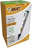 BIC Marking 2000 Permanent Marker, mit fester Rundspitze, 12er Pack, in Grün, zum Beschreiben von Metall, Holz & Co