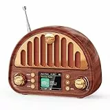 Mesqool Tragbares DAB+/UKW Radio, Retro Radio mit Bluetooth 5.0, Nostalgie Radio Klein mit 3000mAh Akku und Farbdisplay, EQ-Soundeffekt, 80 Voreinstellungen, TF/AUX Anschluss, Doppelwecker