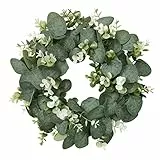 SOMYTING Künstliche Eukalyptus Kranz 30cm Grün Türkranz Wandkranz Plastik Kranz Easter Deko künstliche Pflanzengirlande Wandbehang Zubehör Sommer-Kränze für Haustür Fenster Heimdekoration