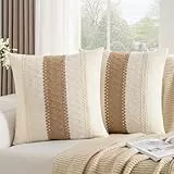 DakTou Boho Kissenbezug 45x45 Baumwolle Braun Dekokissen Sofakissen Dekorative Kissenbezüge Modernes Bauernhaus Kissenhülle Zierkissenbezüge für Sofa Couch Zuhause Schlafzimmer Wohnzimmer