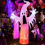 Solpex Halloween Deko aufblasbar Geist Dekoration, 240cm/ 8FT selbstaufblasend mit LEDs mit Flammeneffekt, gruselig Geist Ballon für Halloween, Party, Garten, Rasen, Hof Dekoration (weiß)