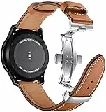 ANYE Kompatibel mit Armband Galaxy Watch 46mm Lederarmband Armbänder Samsung Gear S3 Frontier Leder, 22mm Leder Ersatzband Galaxy Watch 3 45mm für Huawei Watch GT2 46mm/GT Active/Sport/Classic