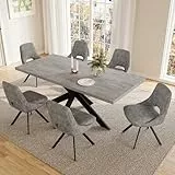 JIEXI Essgruppen Für 4-6 Personen, Esstisch Ausziehbar, Moderner Grauer MDF-Holztisch, Geeignet Für Wohnzimmer, Küche, Versammlungen