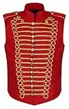 Ro Rox Herren Punk Militär Schlagzeuger Ärmellos Parade Jacke - Rot & Gold (XXL)