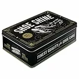 Nostalgic-Art Retro Vorratsdose Flach, 2,5 l, Shoe Shine – Geschenk-Idee für Dein Zuhause, Blech-Dose mit Deckel, Vintage Design, zur Schuhputz-Aufbewahrung