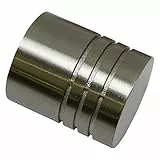 Gardinia Endknöpfe für Gardinenstangen, 2 x Endstück Zylinder, Serie Chicago, Metall, Edelstahl-Optik, Durchmesser 20 mm 10011168