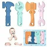 TYRY.HU Beißring für Babys, Kauspielzeug Greifling Beißspielzeug BPA-Frei Silikon Baby Kühlend Zahnungshilfe Spielzeug Geschenke für Neugeborene, 4 Stück(B)