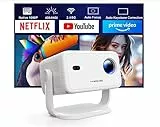 Android 13 Smart Beamer 4K Unterstützt mit Offiziellen TV-Apps, 1080P Nativ Projektor mit 5G WiFi BT5.2, Auto Fokus, Auto Keystone Korrektur, Tragbarer Projektor für Heimkino
