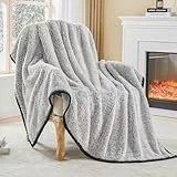 EMME Kuscheldecke Sherpa Decke Flauschig,150x200 cm Dicke und Elegant, Sofadecke Doppelgesicht Extra Weich, Warme Gemütliche Wendbare Flauschige Wohndecke Decke für Couch und Bett,Schwarz