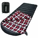 Poepore Schlafsack Outdoor Winter für Erwachsene Extra Breit 3-4 Jahreszeiten XXL Schlafsäcke Warmer Baumwolle Flanell Deckenschlafsack beim Camping Wandern Abenteuern 230 * 100CM Grau