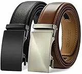 CHAOREN Gürtel Herren 2er-Pack, 35mm Automatik Ledergürtel mit Ratsche - Passgenau Zuschneidbar, Ideal als Geschenk