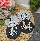 Untersetzer aus Filz/Glasuntersetzer mit Namen personalisiert/GREISS Textildruck
