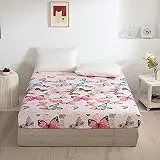 Damier Spannbettlaken 200x200cm Schmetterlinge Muster Spannbetttuch Weiche Mikrofaser Boxspringbett Bettlaken geeignet für Matratzen von 30cm