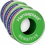 Hansaplast Fixierpflaster Sensitive (5 m x 2,5 cm), hypoallergenes Tapeband zur hautfreundlichen Fixierung von Wundverbänden, Heftpflaster Rolle mit starker Klebkraft (Packung mit 3)