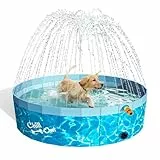 ALL FOR PAWS Hundeplantschbecken mit Sprinkler, 2-in-1 Faltbarer Hundepool, Hundeschwimmbecken, tragbares, rutschfestes Haustierbecken für den Garten im Sommer, 120 cm (M)