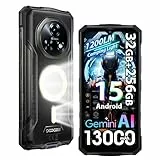 DOOGEE Fire 5 UItra 4G Android 15 Outdoor Handy Ohne Vertrag,1200 LM Campinglampe,13000mAh 18W,32GB+256GB/2TB Baustellenhandy，6.6''HD+90Hz,48MP AI Kamera,IP68/NFC/OTG/3 Slot (Grau)