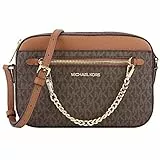 Michael Kors Women's Jet Set Item LARGE EAST WEST CHAIN Crossbody (BROWN/SOFTPINK)