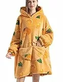 JOJJJOJ Übergroße Hoodie-Decke mit riesiger Tasche Bequeme Sherpa Fleece Decke Kapuzenpullover warmes Sweatshirt Bademantel für Damen Herren Teenager Geschenk(orange)