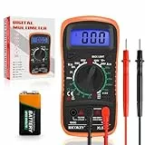 Digital Multimeter Voltmeter Batterietester Spannungsprüfer Durchgangsprüfer Ohm Volt Ampere Messgerät AC/DC Spannung Strom Widerstand Diode Transistor, Großes LCD Anzeige und Hintergrundlicht