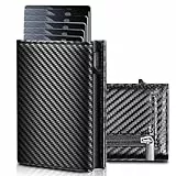 UNOSEKS Geldbörse Herren - Portmonee Herren Kartenetui mit RFID Schutz, Slim Wallet mit Münzfach,Smart Wallets mit ID & Card Cases for Men,Aluminium Kreditkartenetui bis 1-6 Karten(Kohlefaser)